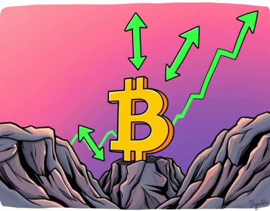 A vibrant cartoon illustrating a Bitcoin symbol rising from an oversold zone, signaling a potential Bitcoin market bottom.