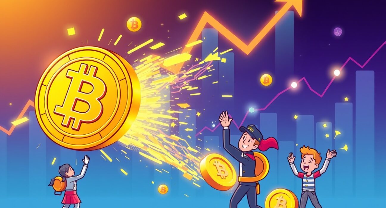 Bitcoin market cap growth illustrated as digital gold transformation with rising charts