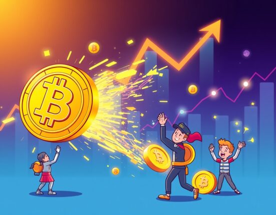Bitcoin market cap growth illustrated as digital gold transformation with rising charts