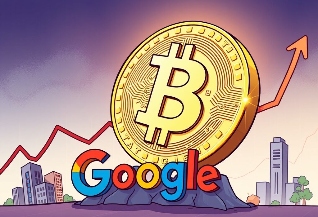 Cartoon illustration symbolizing Bitcoin's market cap surpassing other global assets, highlighting its growing financial influence.