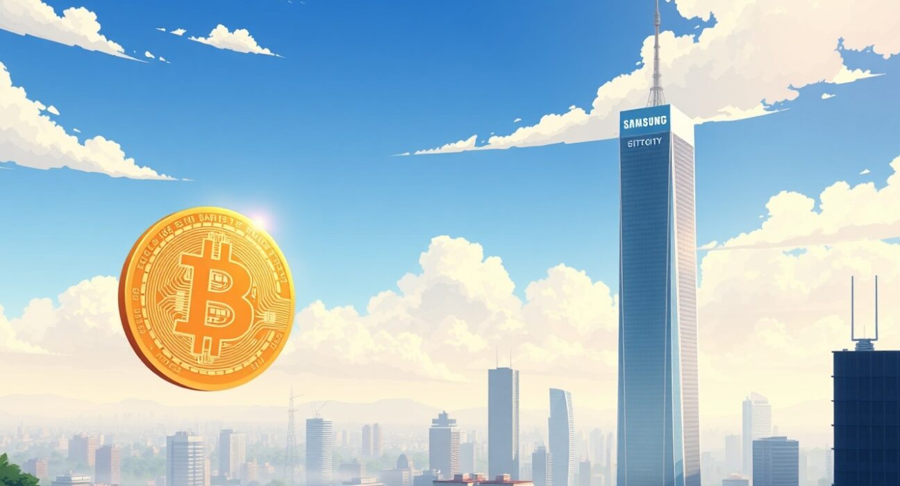 Bitcoin market cap comparison with Samsung Electronics showing converging asset values