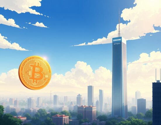 Bitcoin market cap comparison with Samsung Electronics showing converging asset values