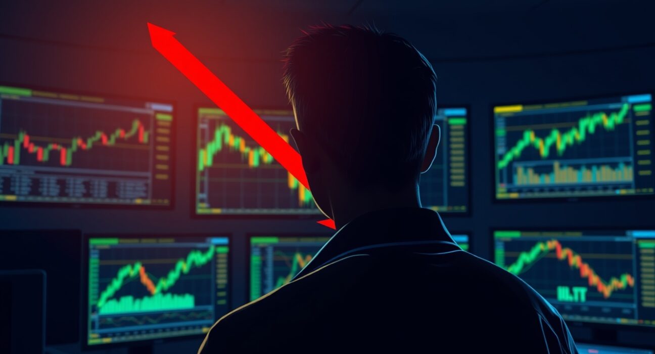 On-chain analyst warns of potential Bitcoin reversal as market greed rises, shown on trading screens.