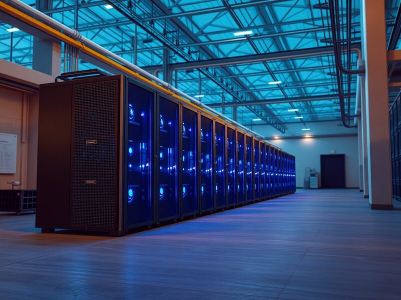 Industrial Bitcoin mining facility with rows of active ASIC miners, representing the source of the recent 61,000 BTC sell-off.