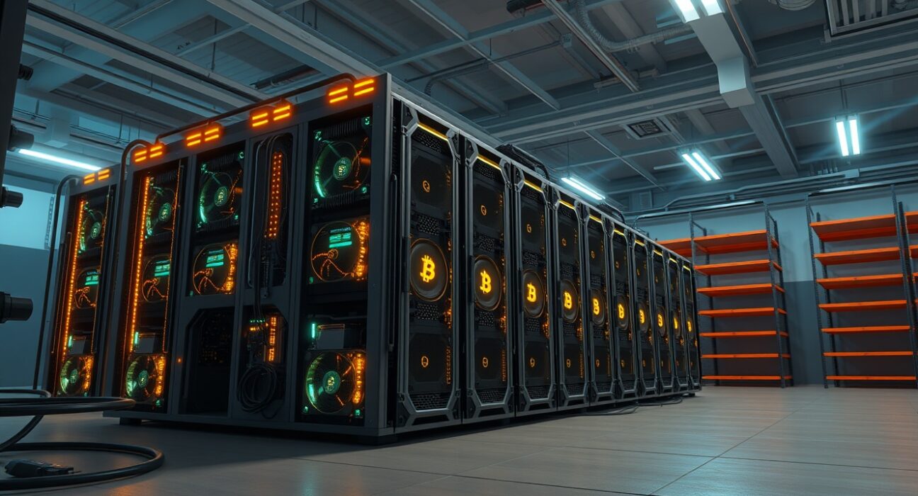 Industrial Bitcoin mining facility illustrating the operational context behind miner sell-off decisions.