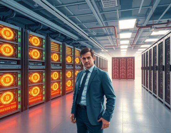 Transition from Bitcoin mining to AI infrastructure in data center showing cryptocurrency security implications