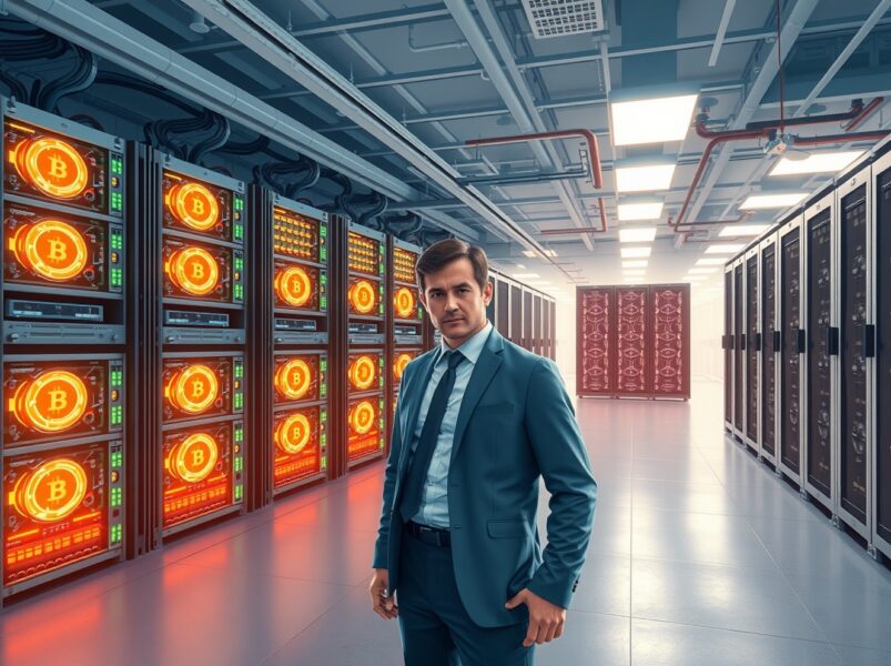 Transition from Bitcoin mining to AI infrastructure in data center showing cryptocurrency security implications