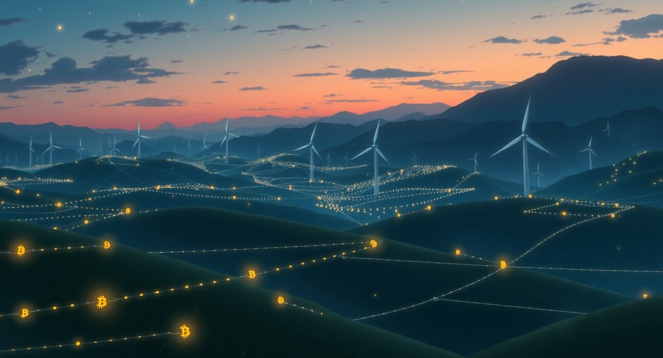 Bitcoin mining operations integrated into a balanced power grid system providing stability