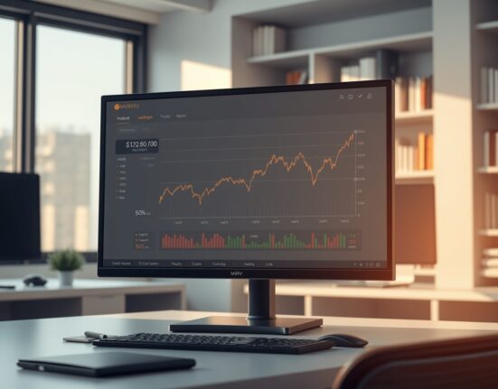Analyst monitoring Bitcoin MVRV indicator graph showing a significant dip on a financial dashboard.