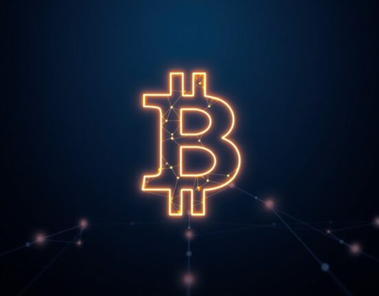 Visualization of heightened Bitcoin network activity and transaction volume surge.