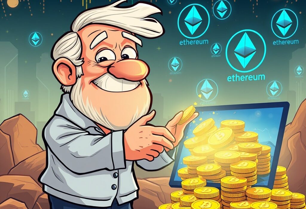 Cartoon of a Bitcoin OG making significant Bitcoin OG deposits to Hyperliquid, symbolizing a major crypto market move.