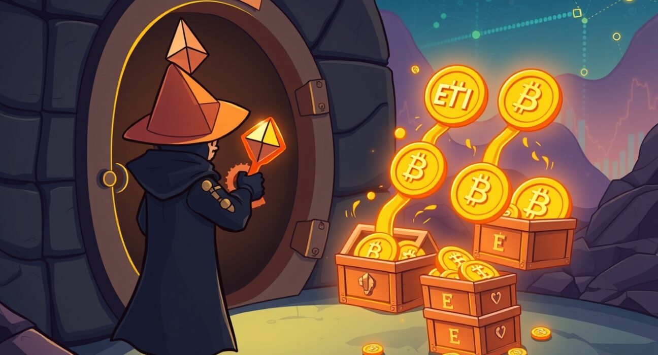 A Bitcoin OG unstakes a massive vault of Ethereum, symbolizing a major market movement.