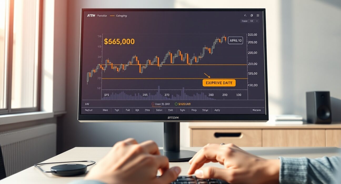 Professional analysis of Bitcoin options expiry showing a trading chart with a $69,000 price point.