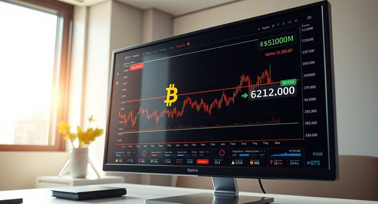 Analysis of Bitcoin options data showing critical $62,000 support level on a trading dashboard.