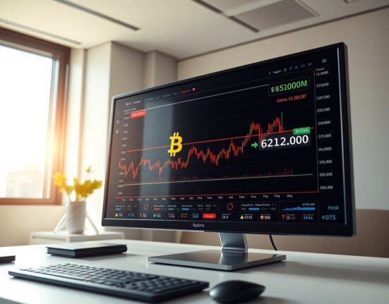 Analysis of Bitcoin options data showing critical $62,000 support level on a trading dashboard.