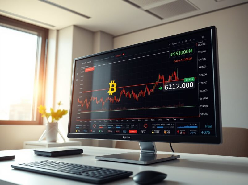 Analysis of Bitcoin options data showing critical $62,000 support level on a trading dashboard.