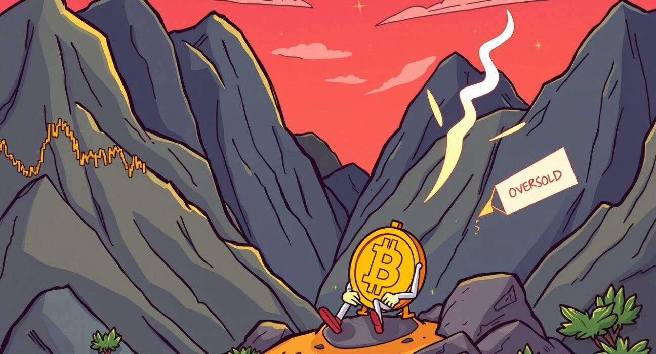 Bitcoin oversold market condition showing cryptocurrency at critical support level