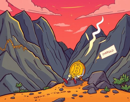 Bitcoin oversold market condition showing cryptocurrency at critical support level