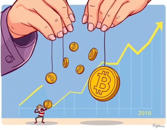 A cartoon illustrating the Bitcoin ownership shift from small, 'weak hands' to large, 'strong hands,' symbolizing a maturing market.