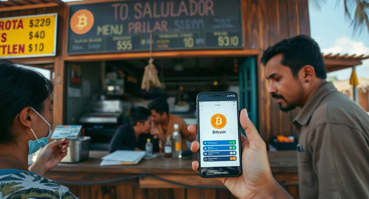 Restaurant counter at Bitcoin Beach in El Zonte, El Salvador, where customers pay with cash or cards instead of Bitcoin.