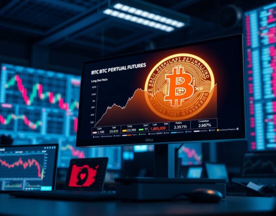 Bitcoin perpetual futures long short ratio dashboard on trading screens