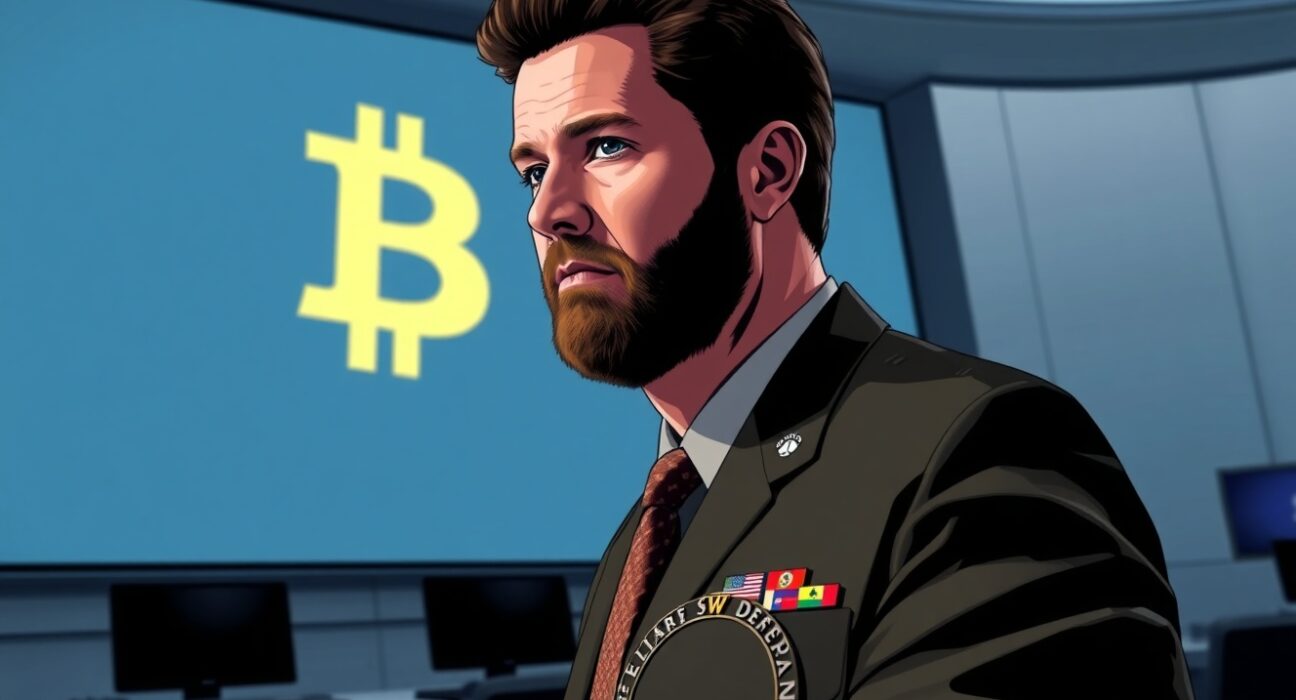 U.S. Defense Secretary Hegseth discusses Bitcoin as a tool for power projection in a secure briefing room.