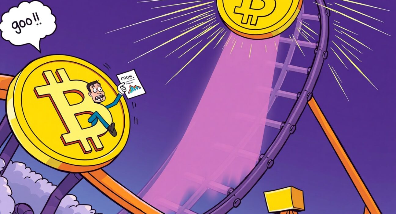 Bitcoin prediction markets showing dramatic downturn with falling charts and concerned traders