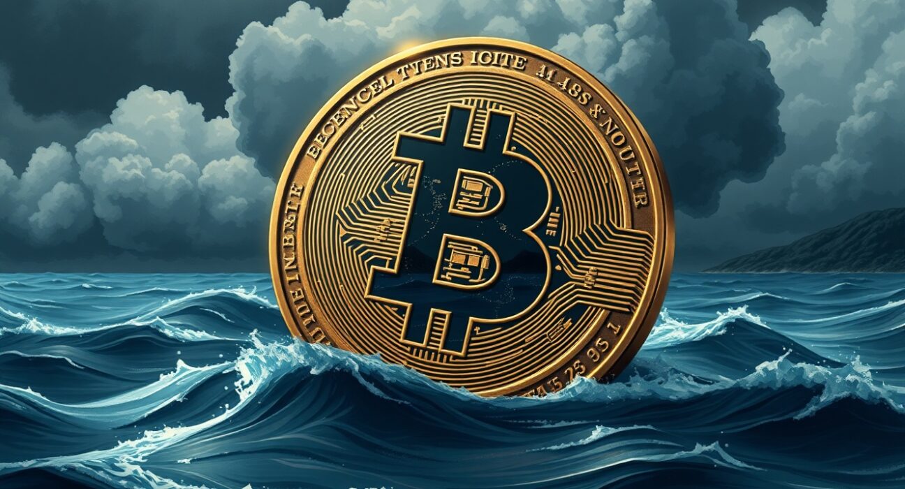 Bitcoin price analysis showing vulnerability to geopolitical tensions and US tariff policy.