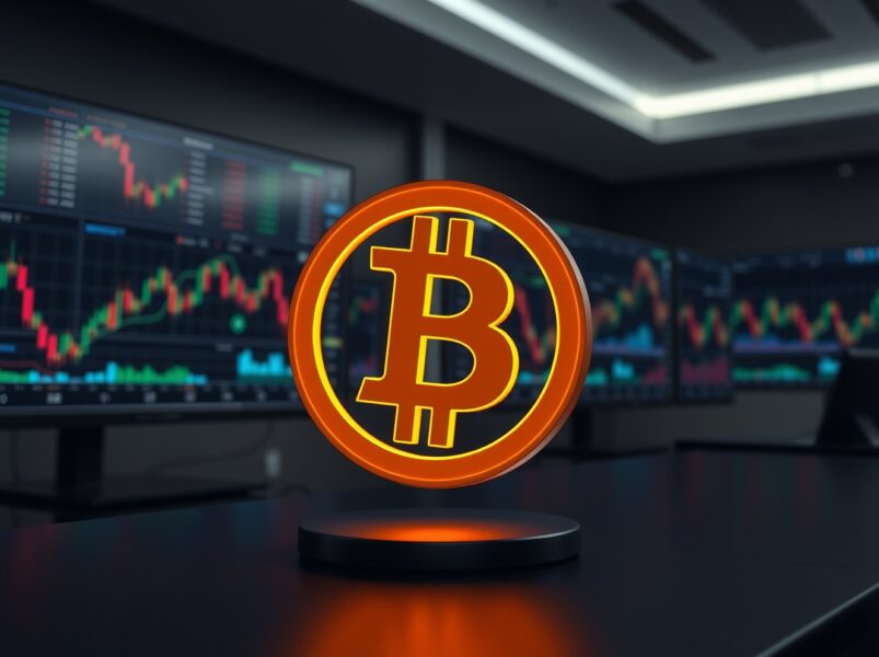 Bitcoin symbol representing its historic price surge above seventy-five thousand dollars in financial markets.