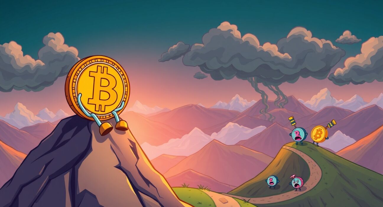 Bitcoin price analysis showing cryptocurrency at peak before potential downtrend