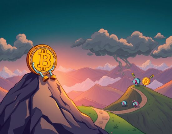 Bitcoin price analysis showing cryptocurrency at peak before potential downtrend