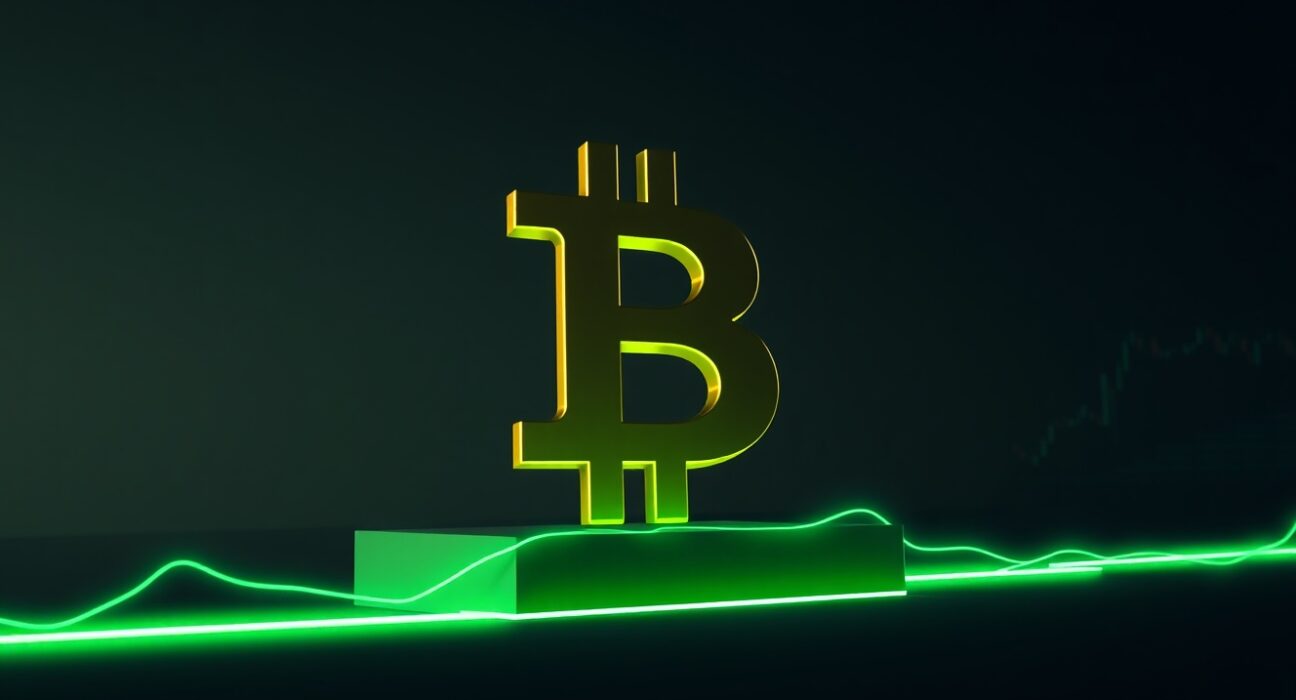 Bitcoin price analysis showing BTC symbol on a key support level for market recovery.