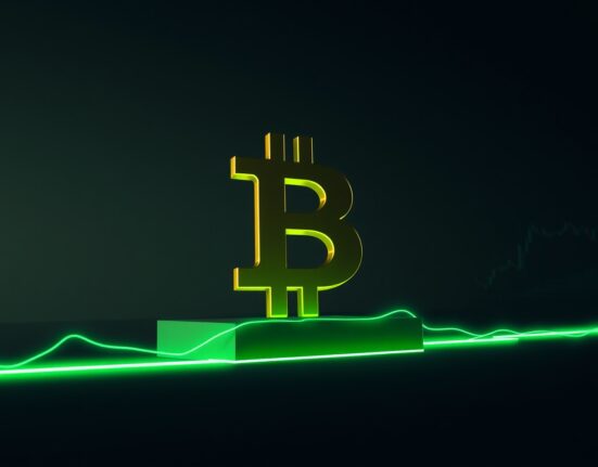 Bitcoin price analysis showing BTC symbol on a key support level for market recovery.