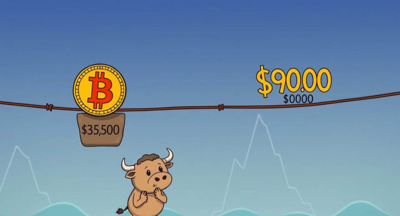 Bitcoin price analysis showing cryptocurrency balancing between key support and resistance levels