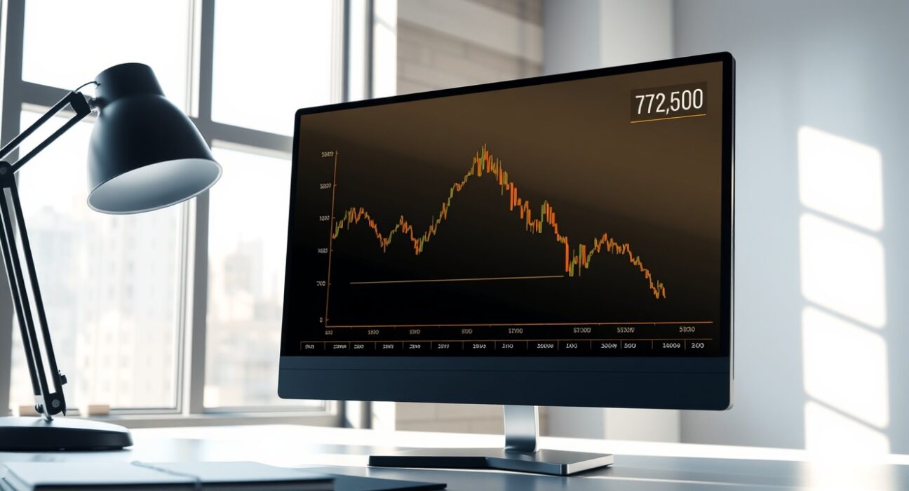 Bitcoin price analysis chart showing technical indicators and key support levels at $72,000