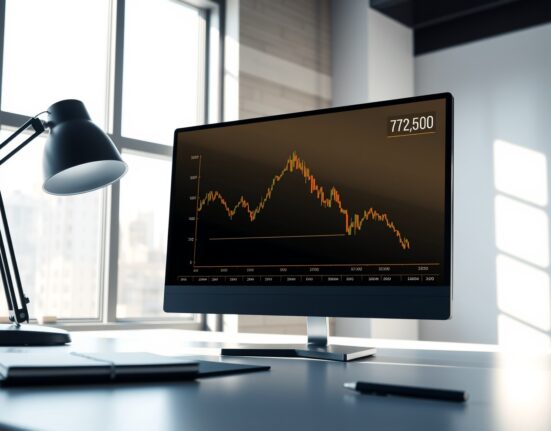 Bitcoin price analysis chart showing technical indicators and key support levels at $72,000