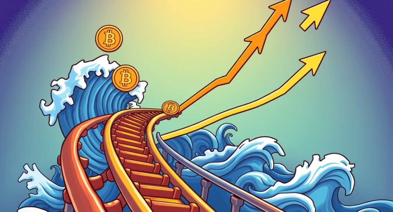 Bitcoin price correction transforming into stable growth opportunity in vibrant cartoon illustration
