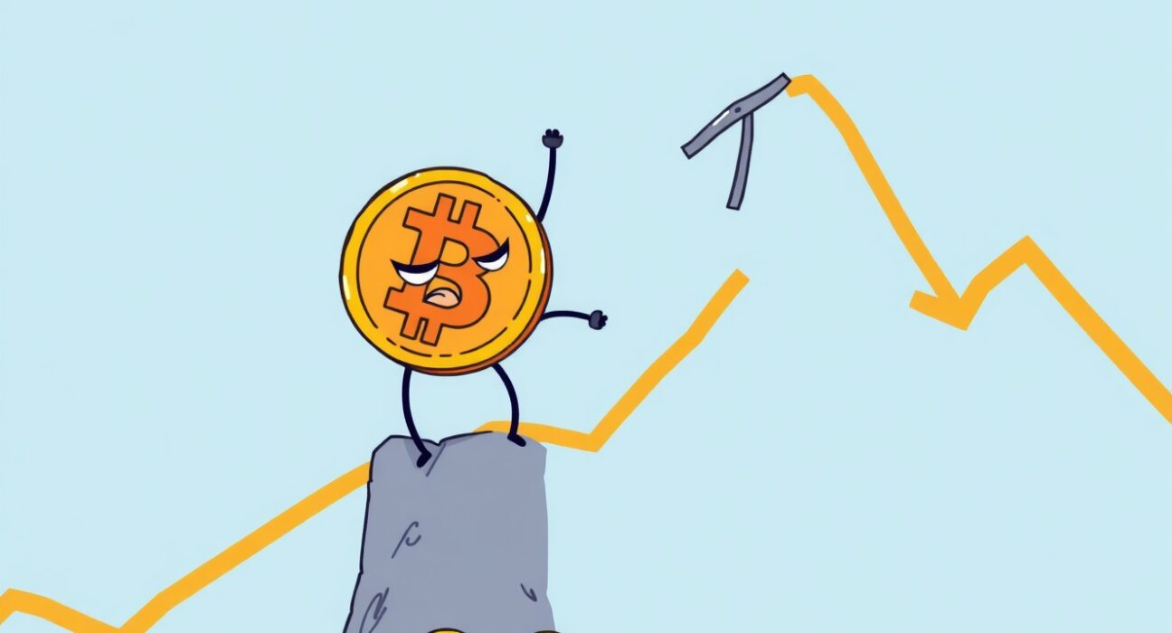 An illustration showing Bitcoin falls below $103,000, depicting market concern over the cryptocurrency's price drop.