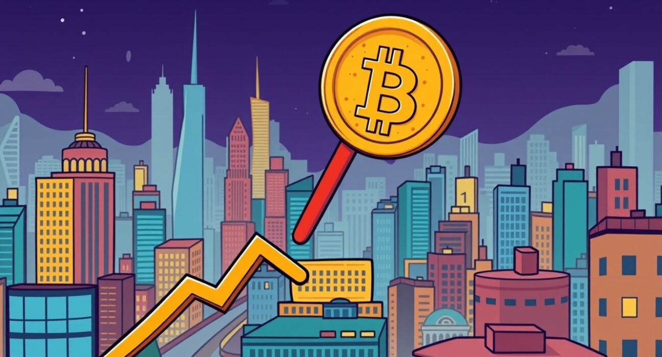 A cartoon showing the sudden Bitcoin price fall, illustrating market volatility and investor concern.
