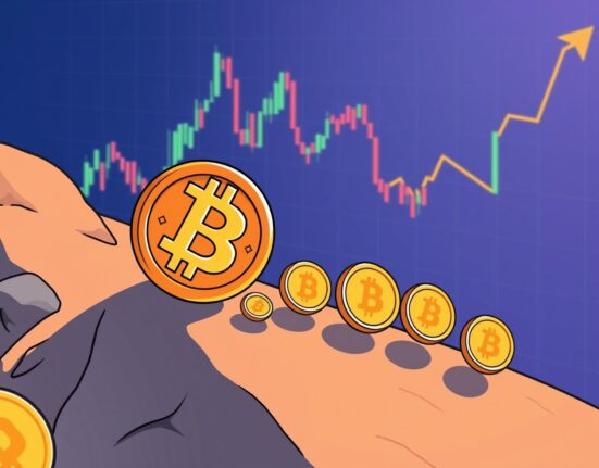Cartoon showing a significant Bitcoin price drop, symbolizing market movement and investor reactions to BTC falling below $100,000.