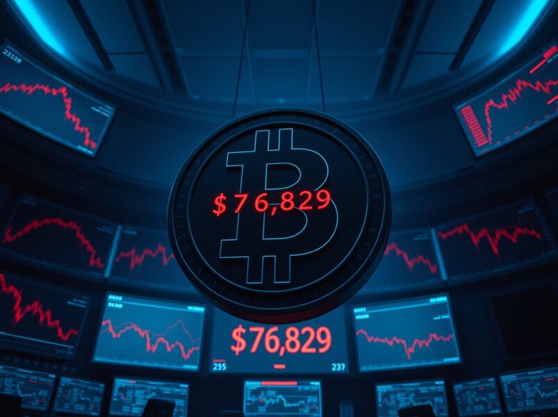 انخفاض سعر Bitcoin دون 76,829 دولار يهدد بموجة تصفية صفقات طويلة بقيمة 879 مليون دولار من BTC