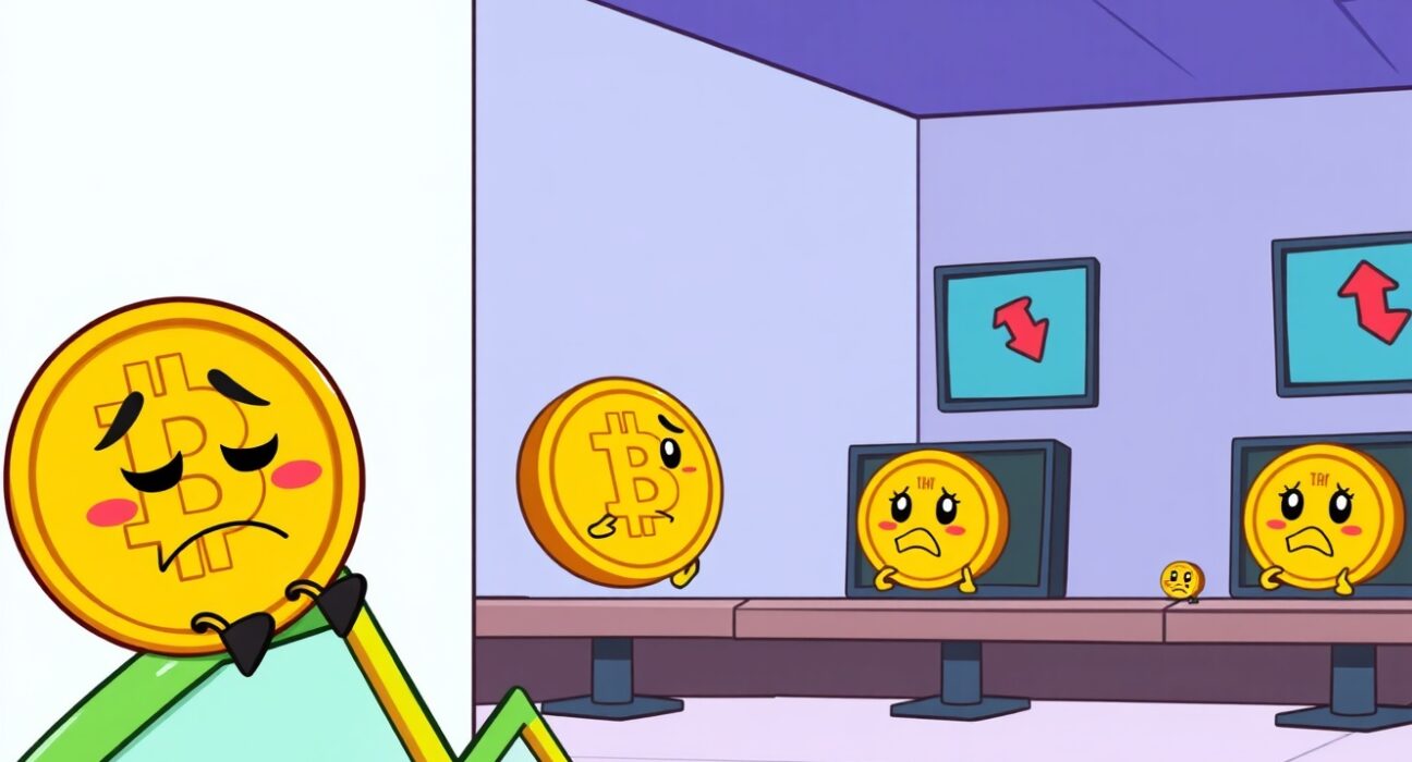 Bitcoin price falling below key support level in cryptocurrency market downturn