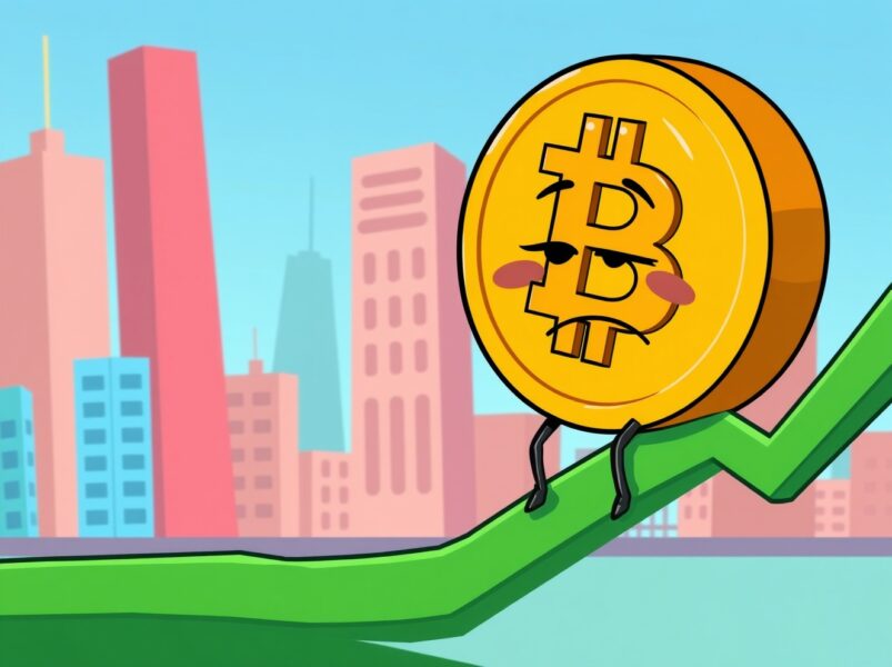 Bitcoin price drop illustrated with emotional cartoon characters watching falling cryptocurrency values