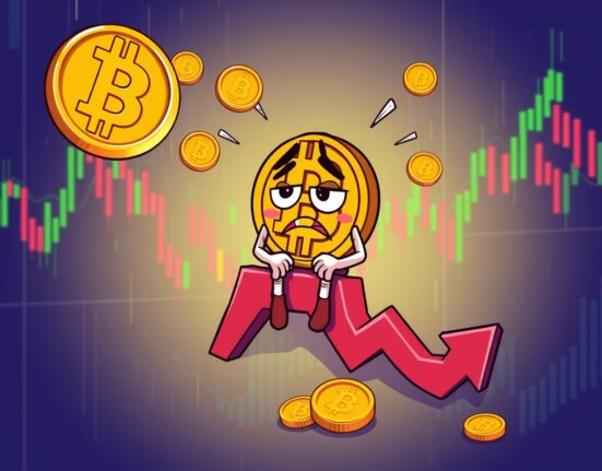Bitcoin price decline showing cryptocurrency market volatility and investor concern
