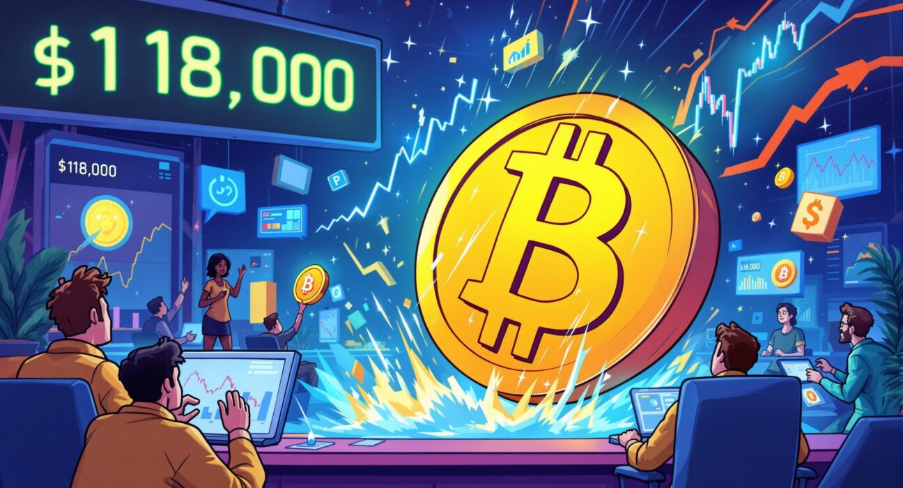 A cartoon illustration showing the Bitcoin price falling, symbolizing market volatility and investor concern as BTC drops below key levels.