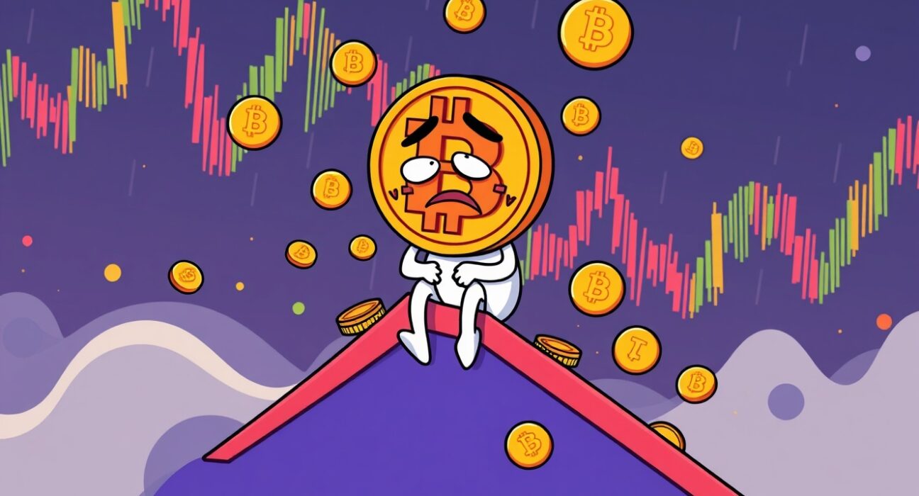 Bitcoin price dropping below key support level in cryptocurrency market downturn