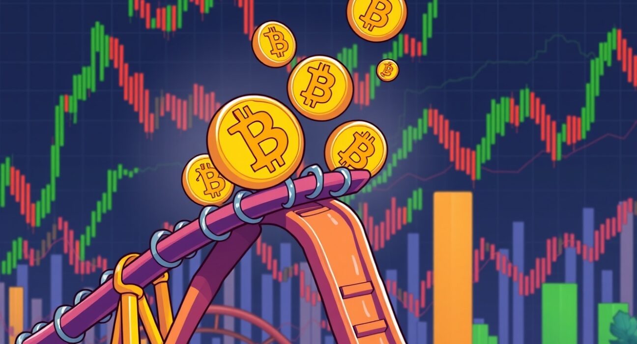 Bitcoin price rollercoaster dropping sharply in volatile cryptocurrency market