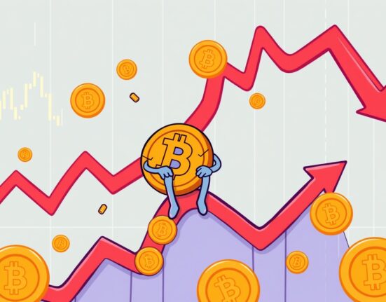 Bitcoin price dropping below key support level in cryptocurrency market downturn