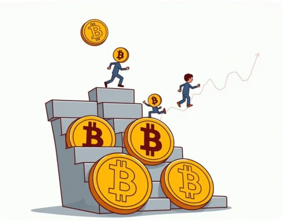 A cartoon illustration showing steadfast Bitcoin holders closing price gaps, indicating strong BTC price stability.