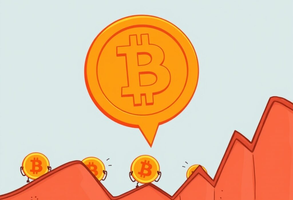 A cartoon illustrating a significant drop in Bitcoin price, reflecting current market volatility and investor sentiment.